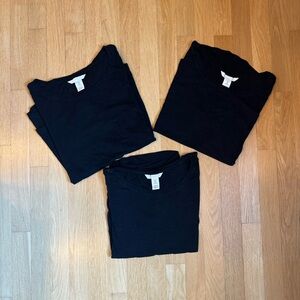 H&M Basic Cotton/Modal Blend Black Tee, M, 3-pack